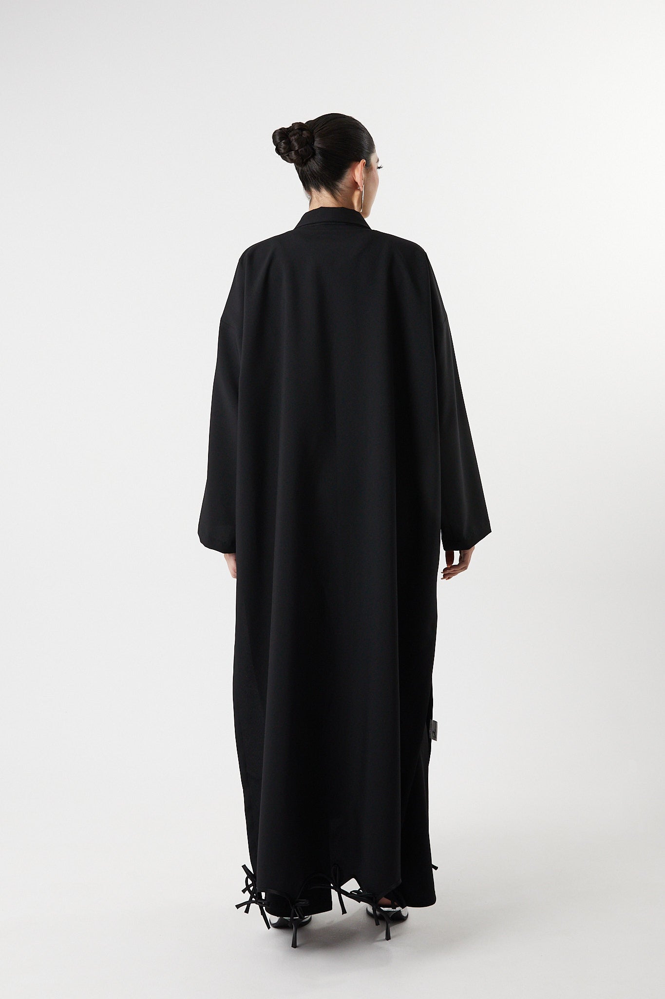 Structured Crepe Oversized Blazer Abaya with Bows Tips